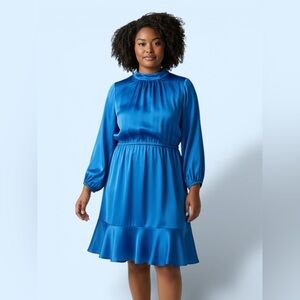 Chic Long Sleeve Blue Dress